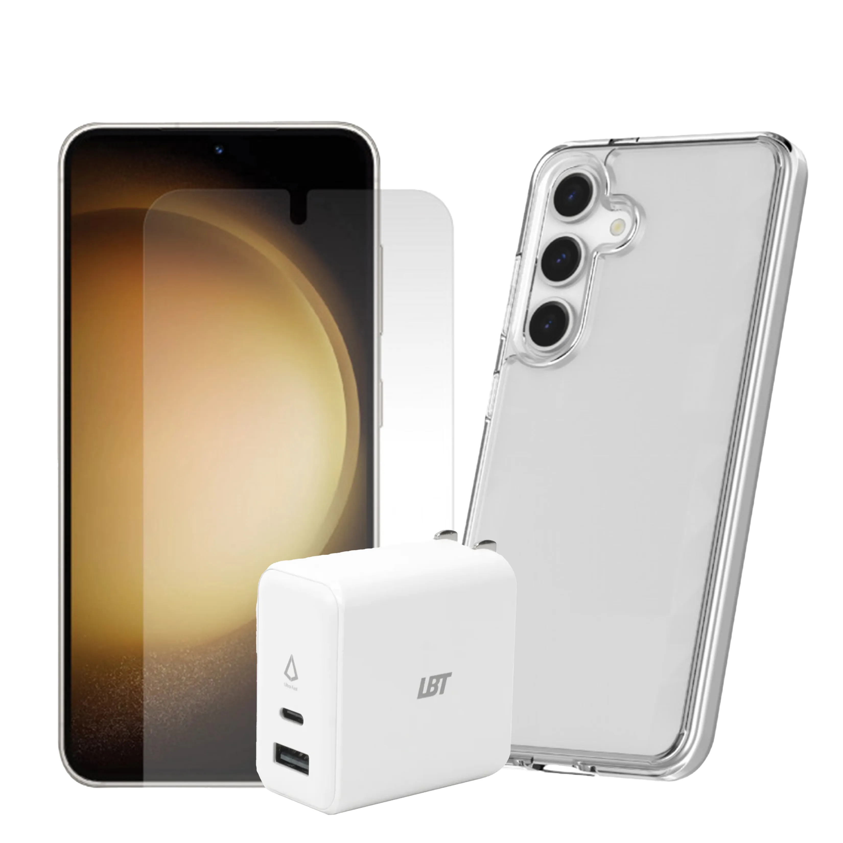 LBT 30W Starter Pack w/ TUFF8 Case, Tempered Glass Screen Protector & 30W PD Wall Charger for Samsung S25 FE