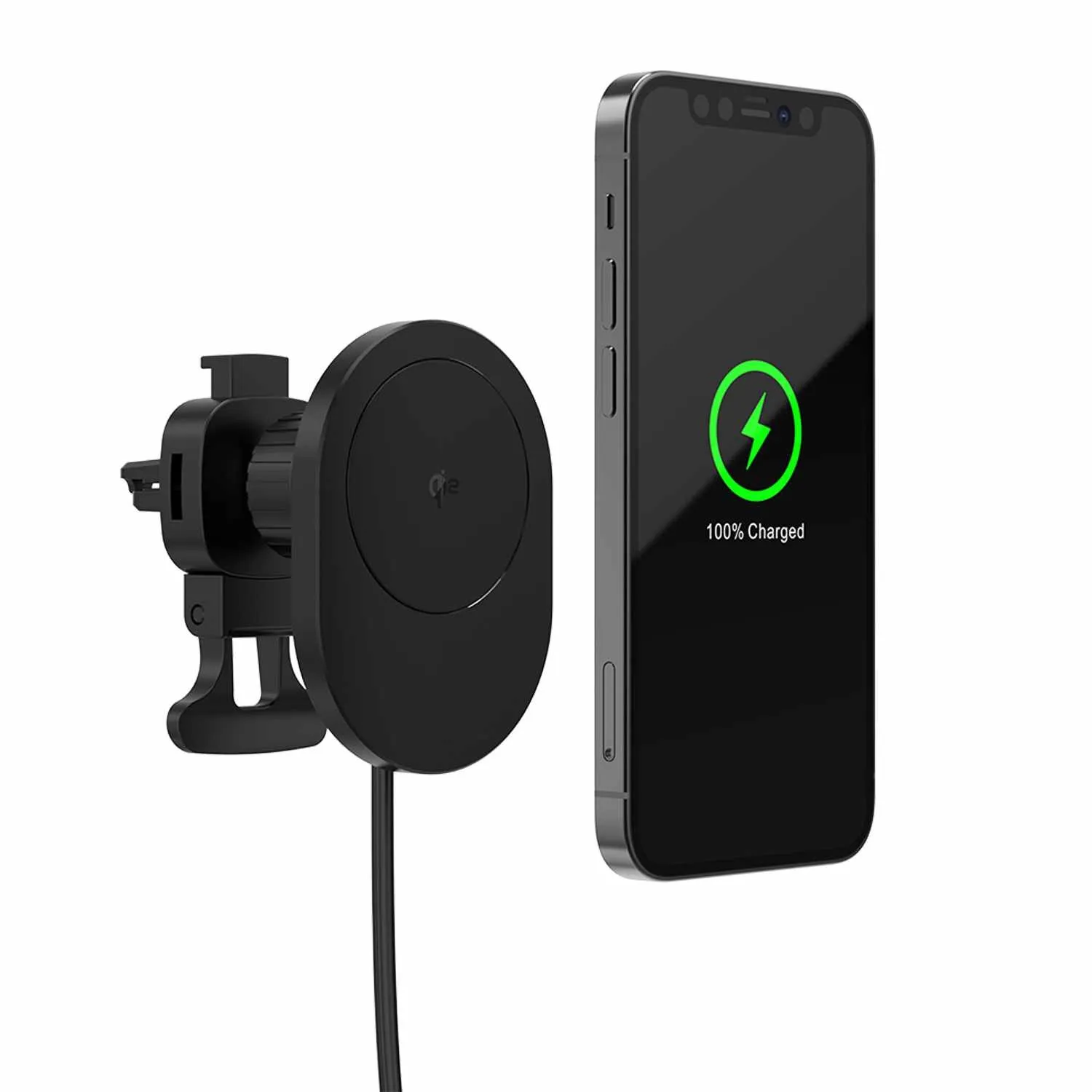 Qi2 Wireless Charging Car Mount 15W MagSafe Compatible Black
