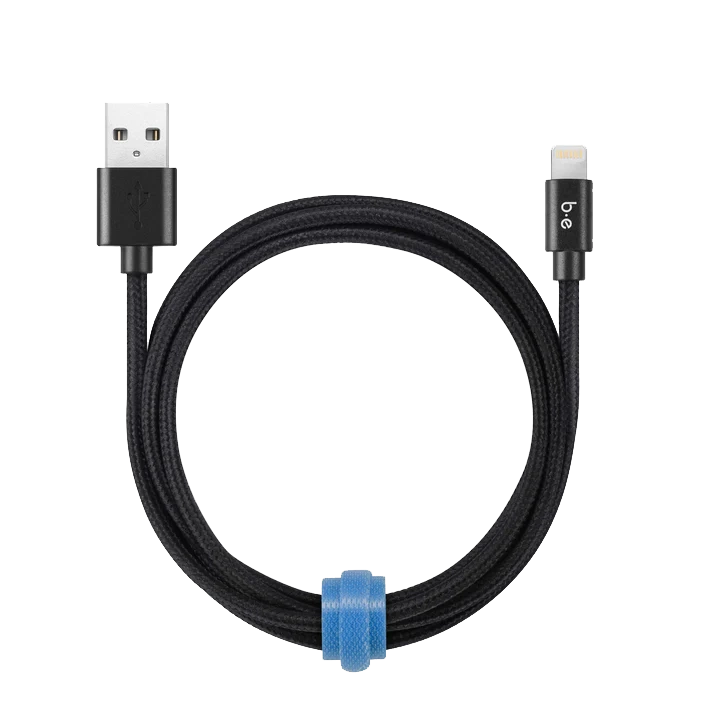4ft Braided Charge/Sync Lightning to USB-A Cable (Black) [USB-A to Lightning]