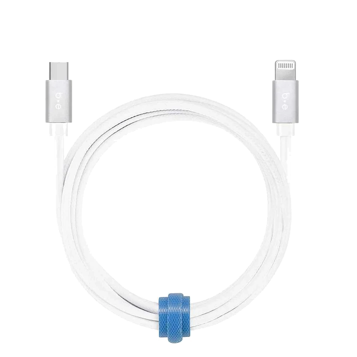 6ft Braided Charge/Sync USB-C to Lightning Cable (White) [USB-C TO LIGHTNING]