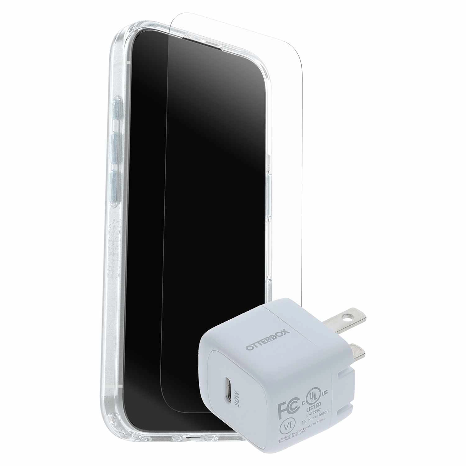 iPhone 17 Otterbox Bundle with Clear Symmetry Case, Screen Protector & Wall Charger for iPhone 17