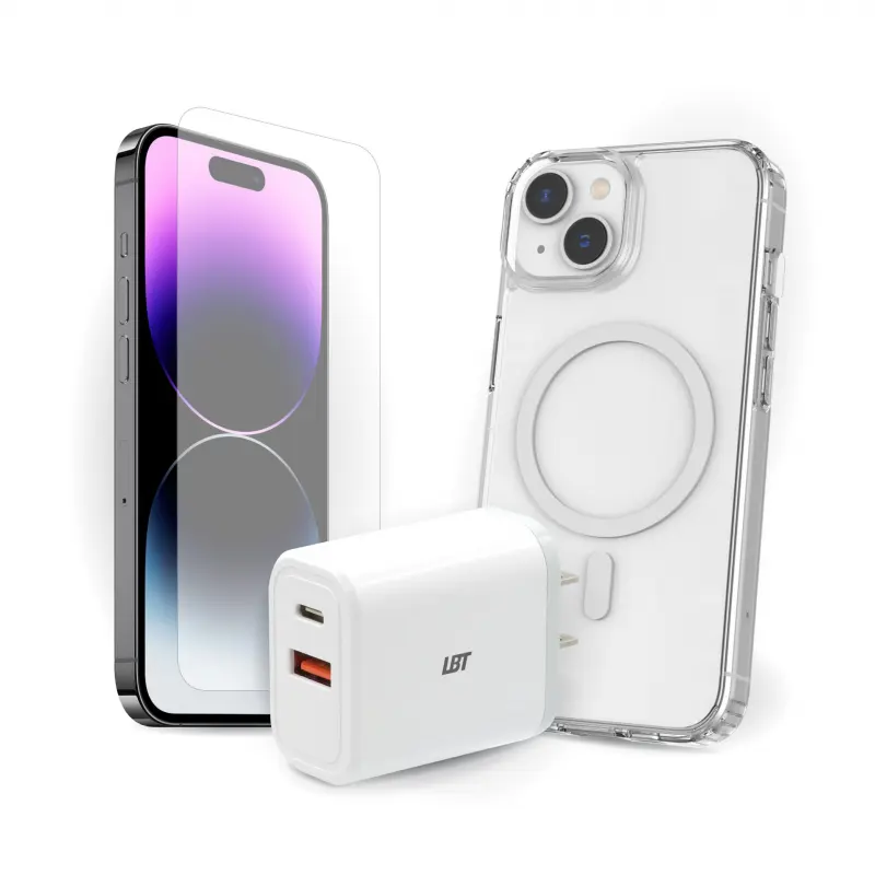 LBT 30W Starter Pack w/ TUFF8 Case, Tempered Glass Screen Protector & 30W PD Charger for iPhone 16